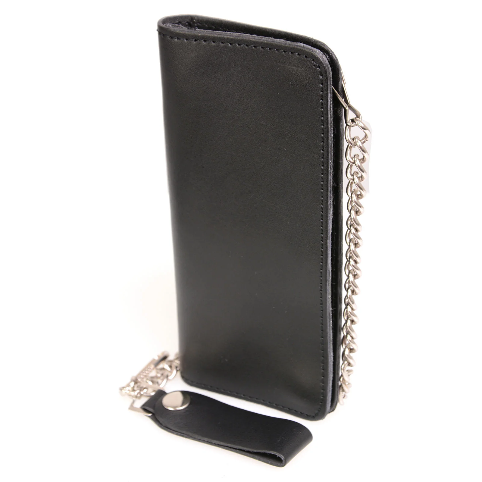 Traditional Milwaukee Leather MLW7806 Men’s 8 Leather Long Bi-Fold Biker Wallet w Anti-Theft Stainless Steel Chain Official
