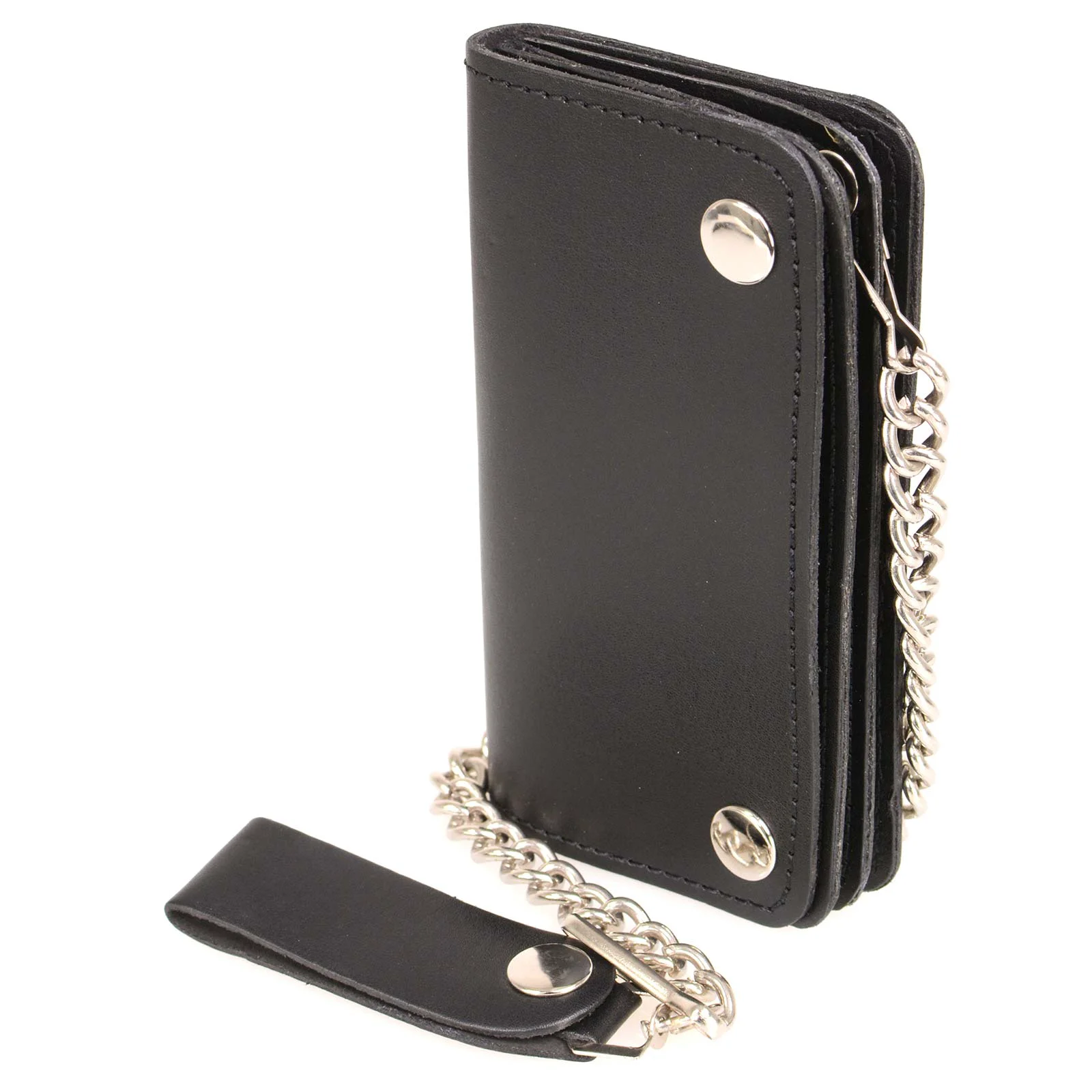 Luxury Milwaukee Leather MLW7802 Men’s 6 Leather Long Bi-Fold Biker Wallet w Anti-Theft Stainless Steel Chain Artisan