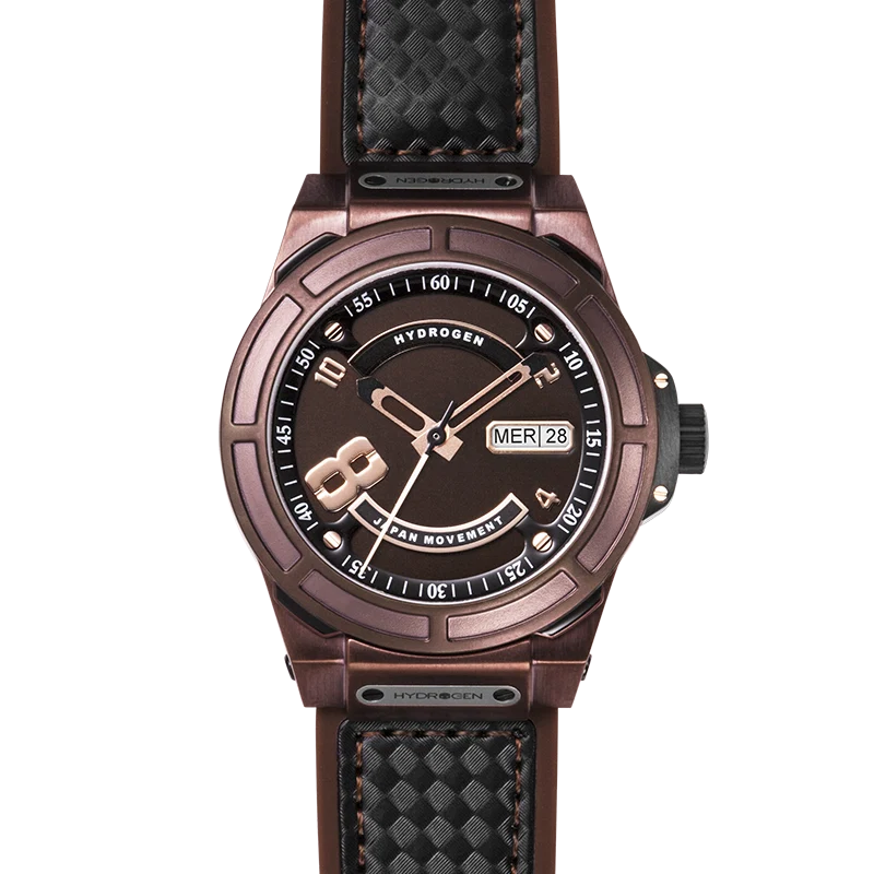 Original Design Hydrogen Japan Movement Watch Featuring Bronze Dial and Black Strap Premium