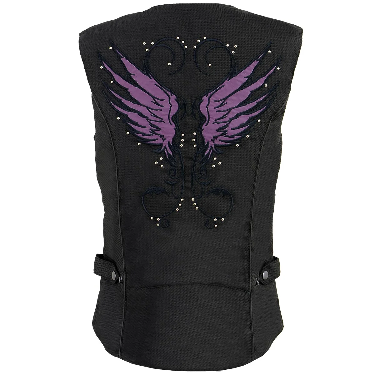 Healthy Milwaukee Leather MPL1955 Ladies ‘Winged Embroidery’ Black and Purple Textile Vest Fashionable