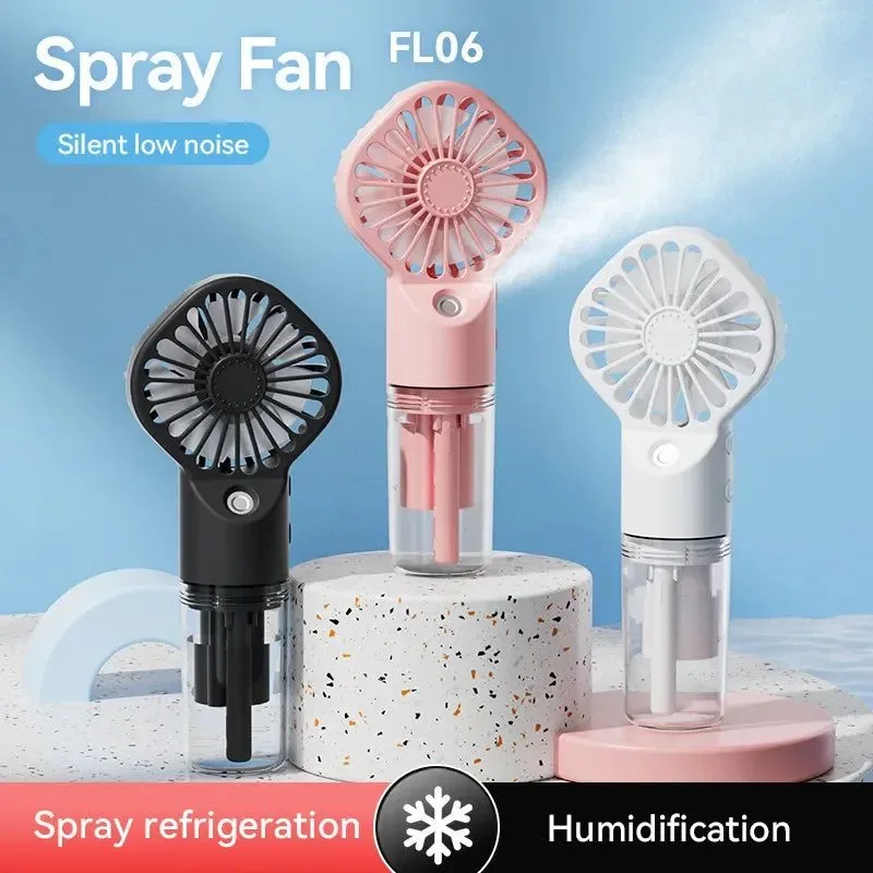 Authentic Portable Rechargeable Handheld Misting Fan – Battery Operated USB Mini Air Conditioner for Travel and Outdoor Use Long-Lasting