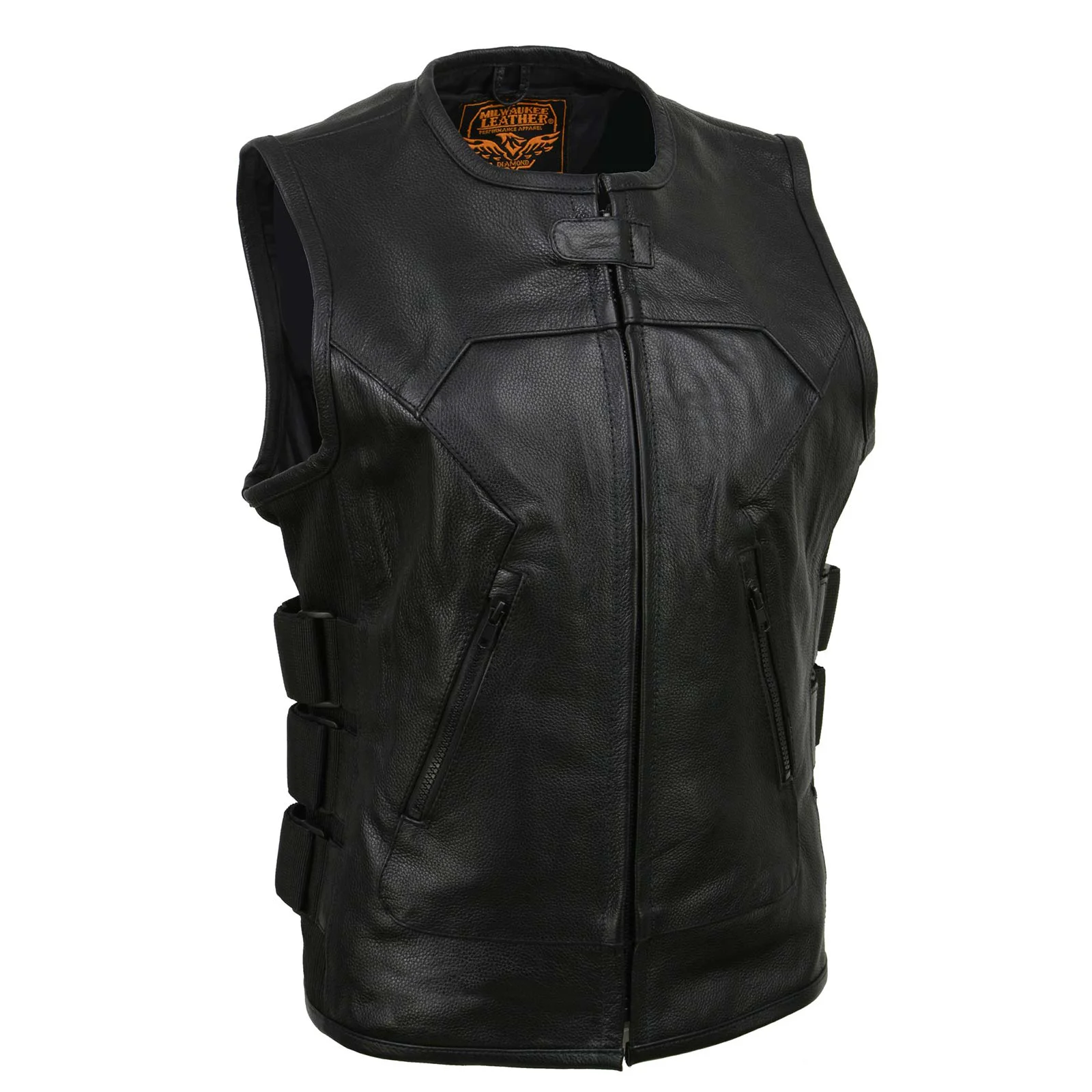 Smart Milwaukee Leather MLL4501 Women’s Tactical Swat Style Rider Leather Vest w Single Panel Back for Club Patches Professional
