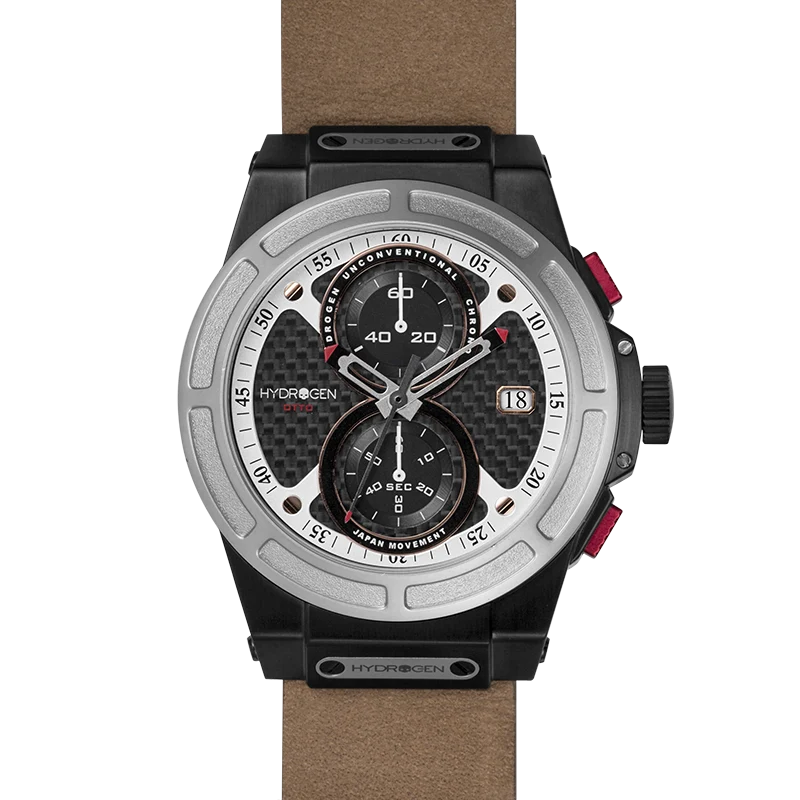 Detailed Hydrogen Otto Chronograph Leather Watch Flexible