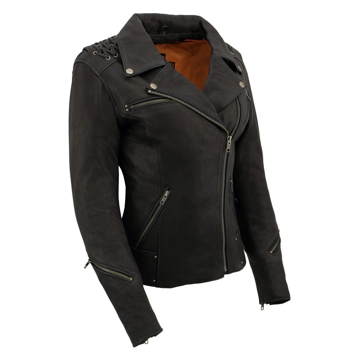 Responsible Milwaukee Leather MLL2525 Women’s Black Leather Lightweight Lace to Lace Jacket Fine Crafted