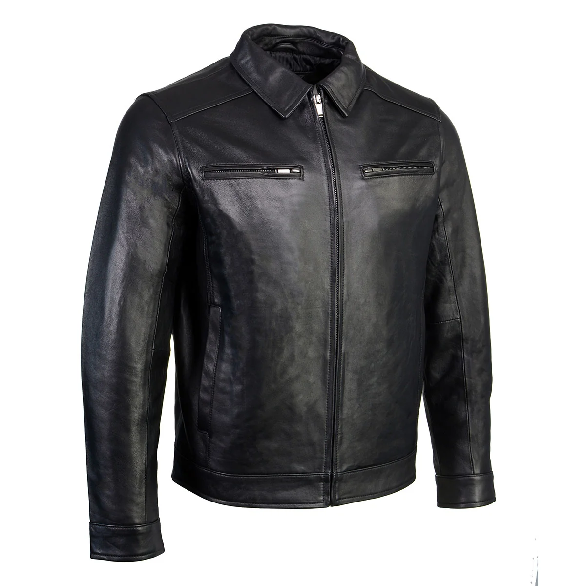 Sophisticated Boston Harbour 1.0 Men’s Black New Zealand Lamb Leather Fashion Car Coat Jacket SFM1899 Outstanding