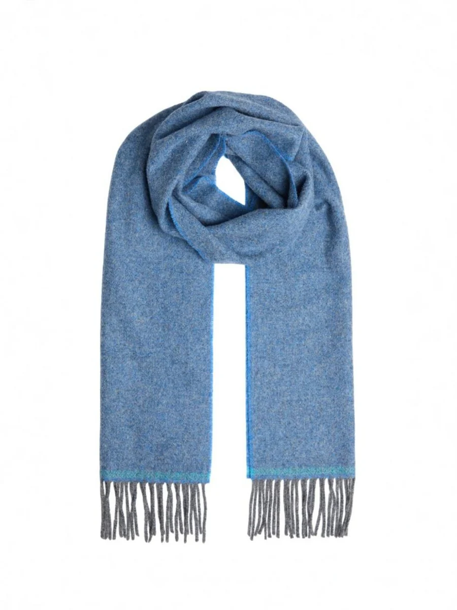 Traditional Foxford Cornish Blue Lambswool Scarf High-Performance