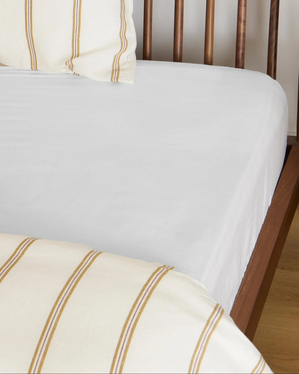 Healthy Foxford White Linen Blend Fitted Sheet Traditional