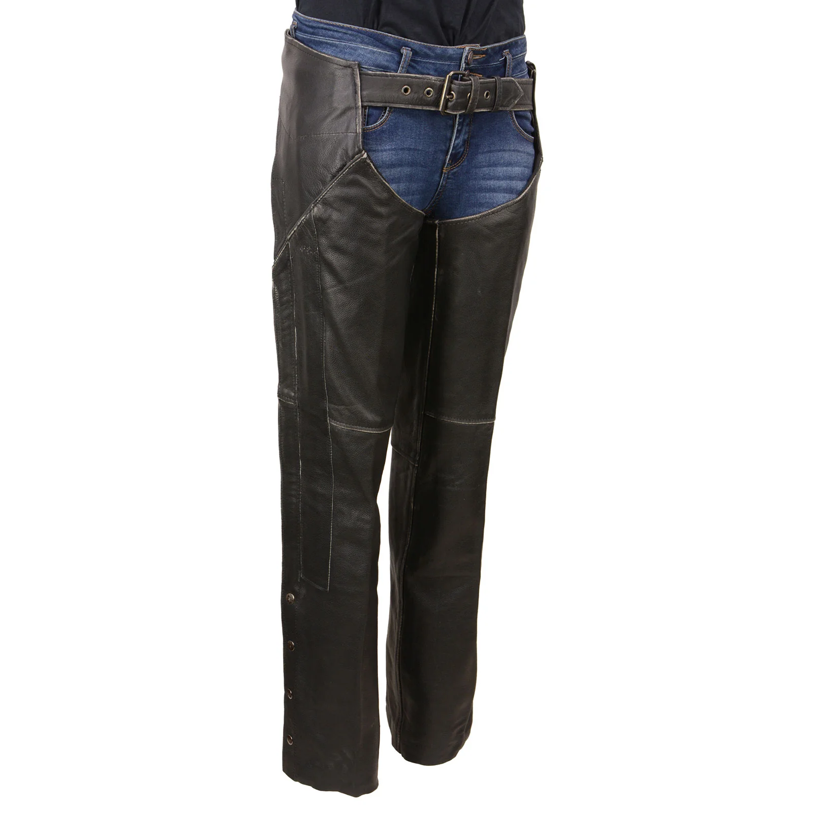 Organic Milwaukee Leather MLL6516 Women’s Classic Black Rub-Off Low Rise Premium Leather Chaps Proven