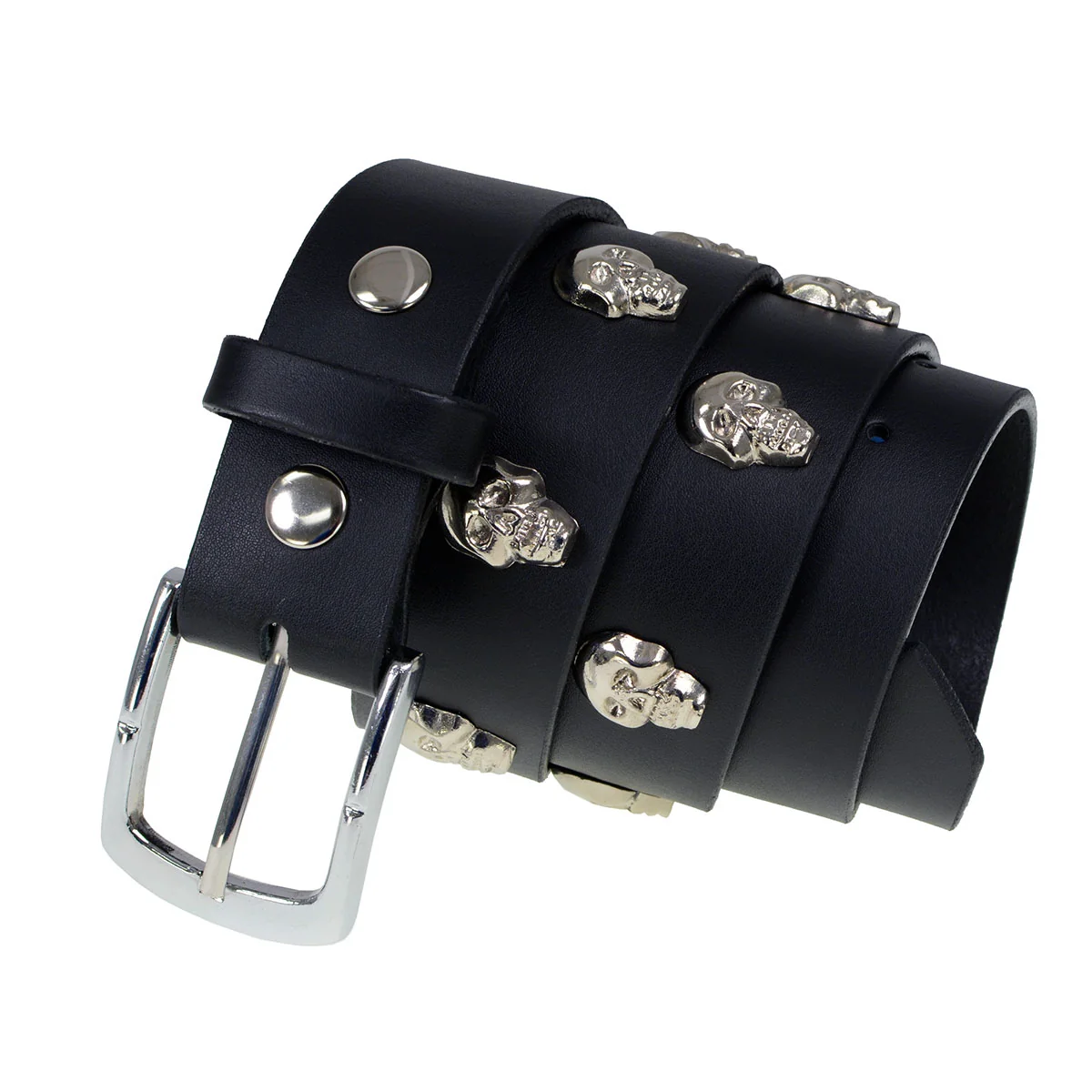 First-Class Milwaukee Leather MP7102 Men’s Black Skull Heads Leather Belt for Biker with Buckle – 1.5 inches Wide Modern