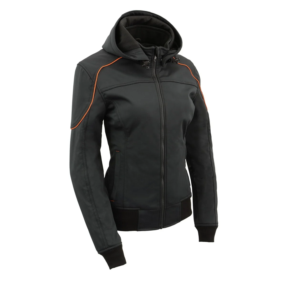 User-Friendly Milwaukee Leather MPL2764 Women’s Black Soft Shell Armored Motorcycle Racing Style Jacket with Hoodie Modern