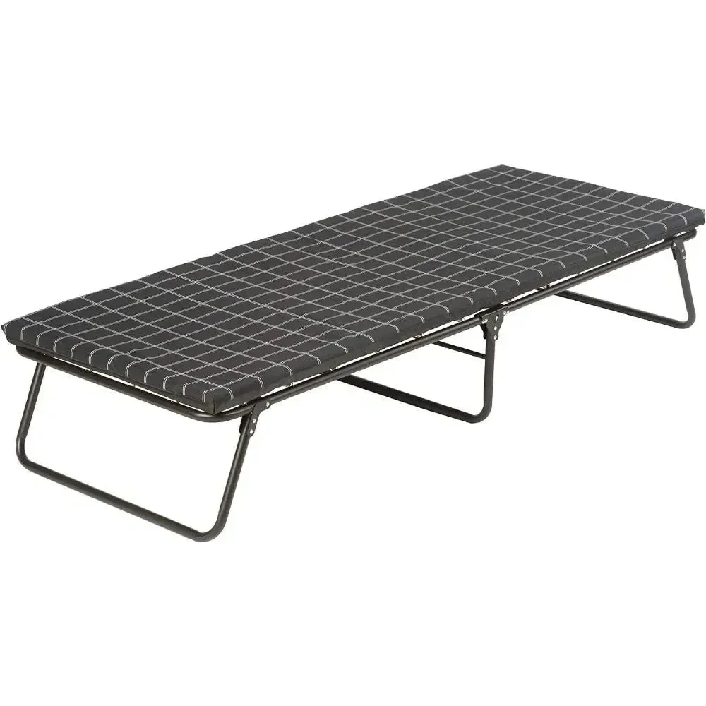 Verified Foldable Steel Camping Cot with Thick Sleeping Pad – No-Assembly Deluxe Mattress Bed Eco-Friendly