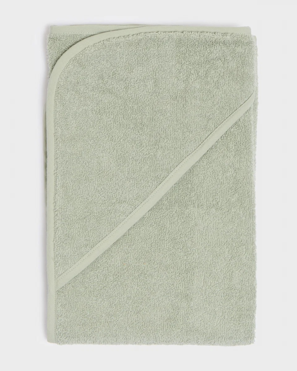 Selected Foxford Hooded Baby Towel- Green Relaxed