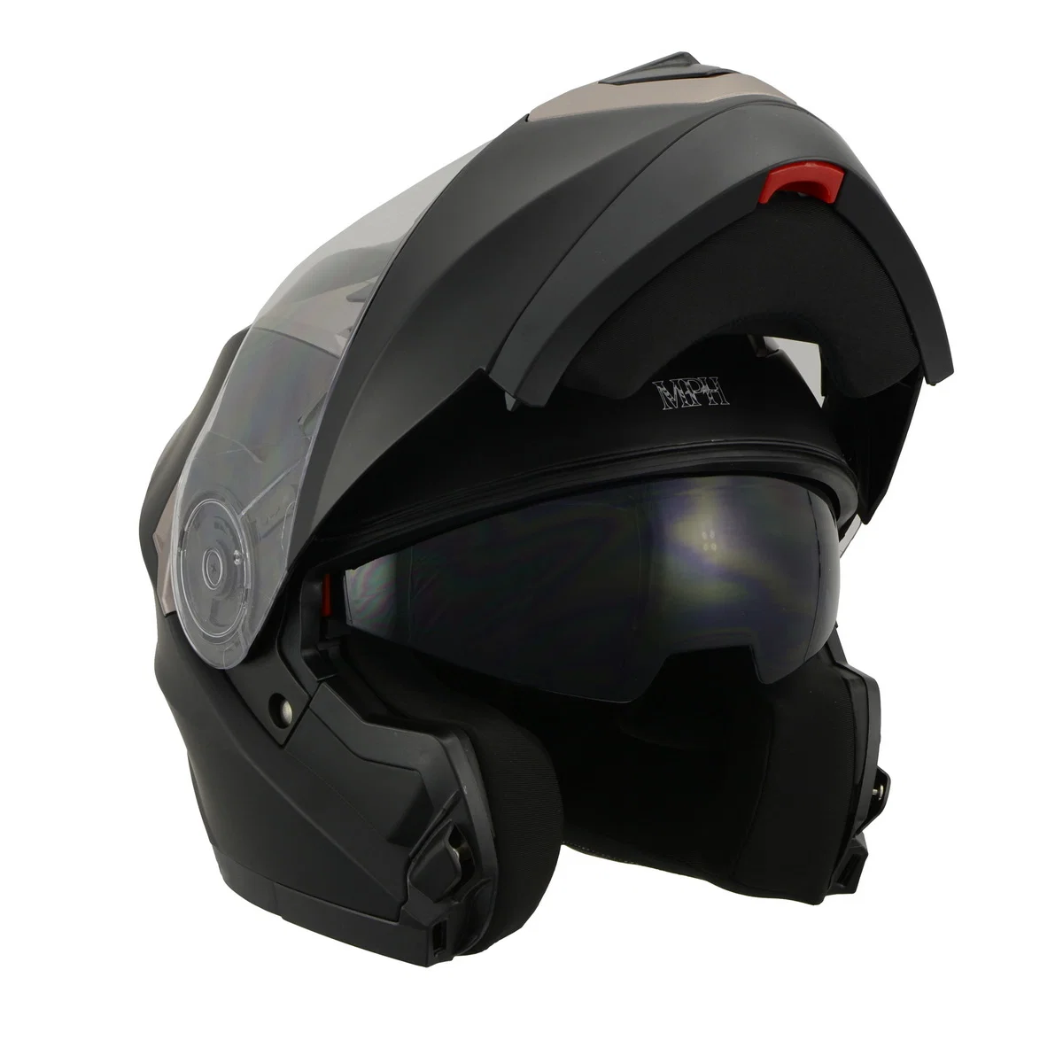 Reliable Milwaukee Performance Helmets MPH9804DOT Matte Black Modular Racing Helmet w Drop Down Visor Healthy