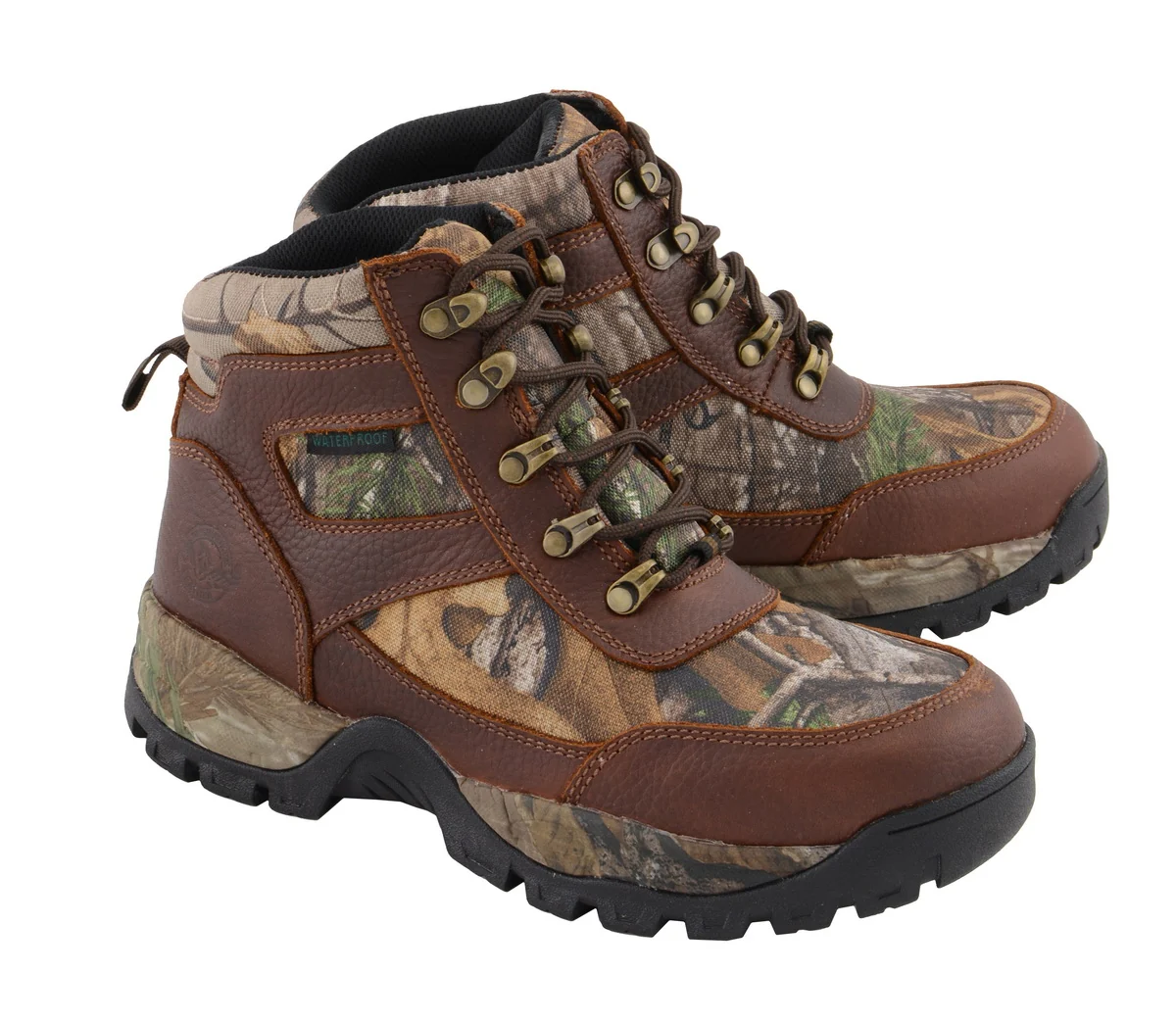 Casual Milwaukee Leather MBM9141 Men’s Brown Waterproof Hiking Boots with Mossy Oak Print Fine