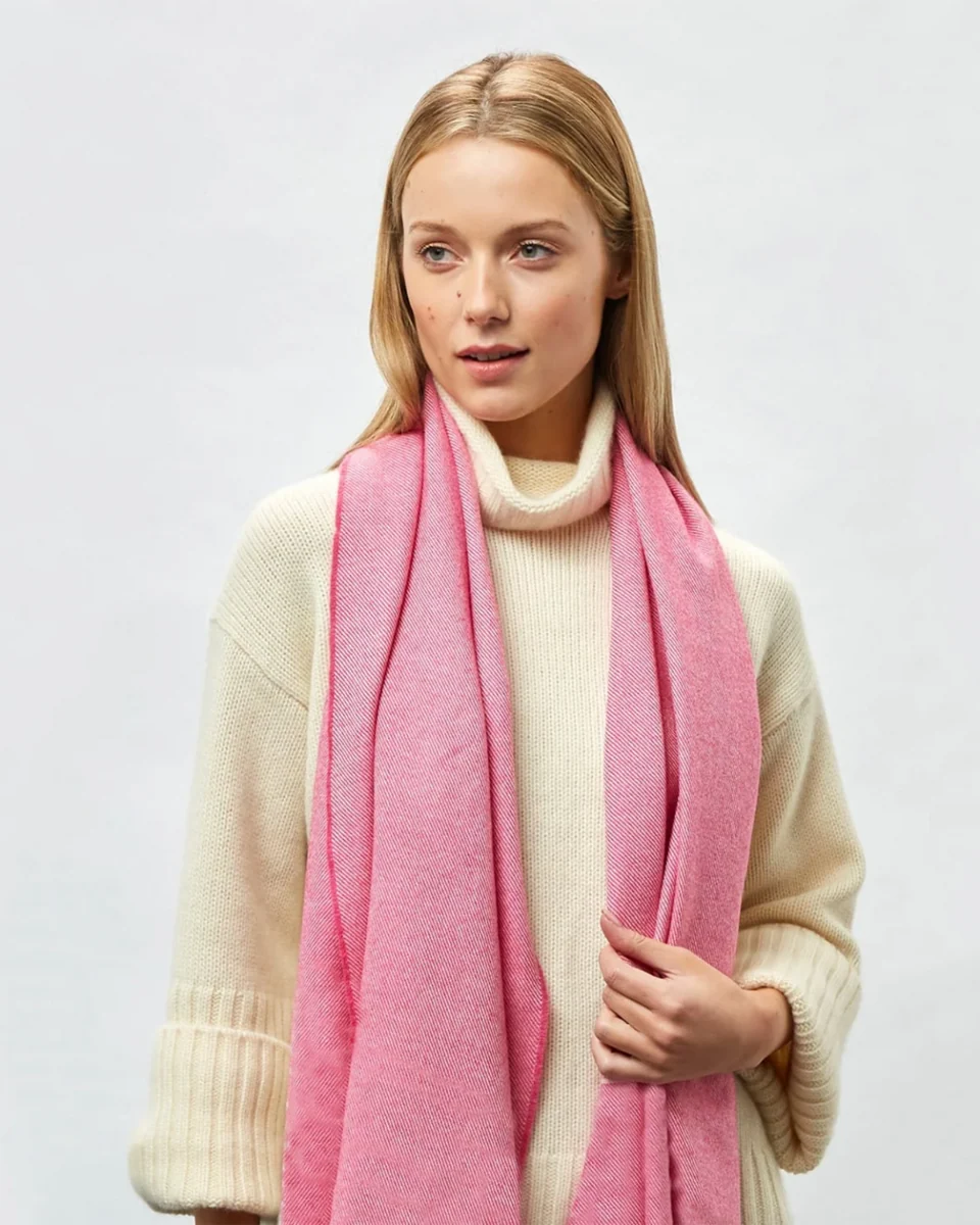Fine Crafted Foxford Pink Twill Extra-Fine Merino Scarf Traditional