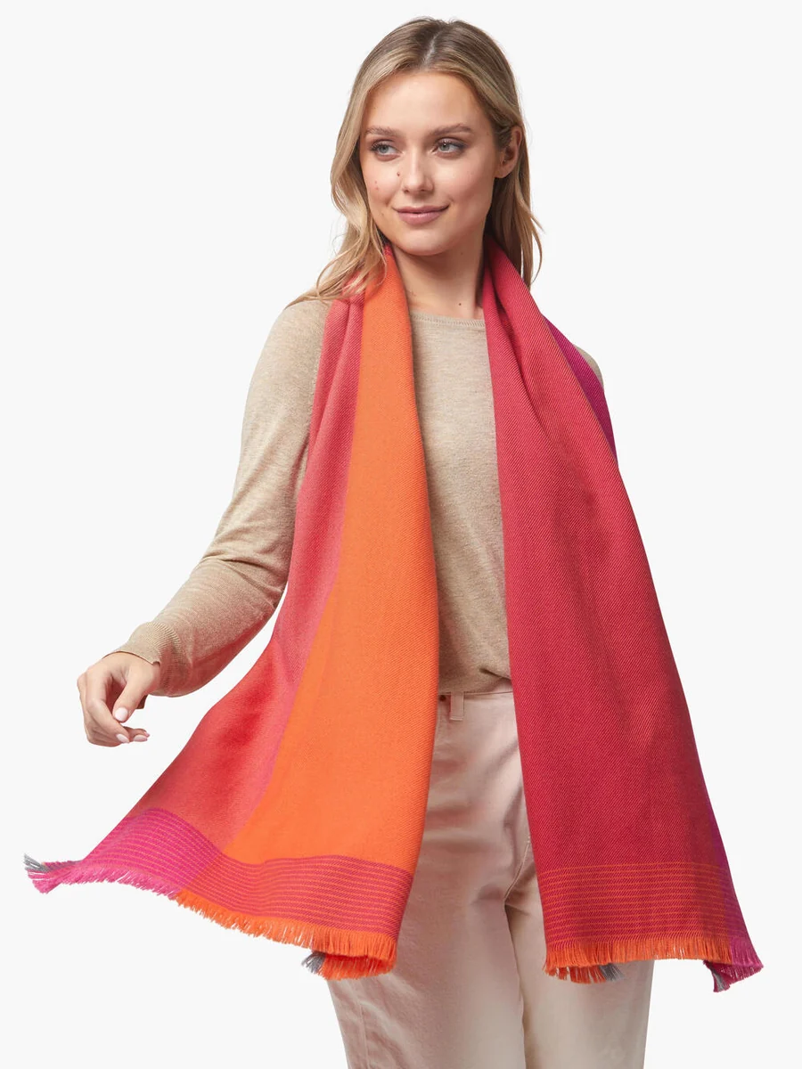 Green Foxford Orange Pink Extra-Fine Merino Scarf Fashionable