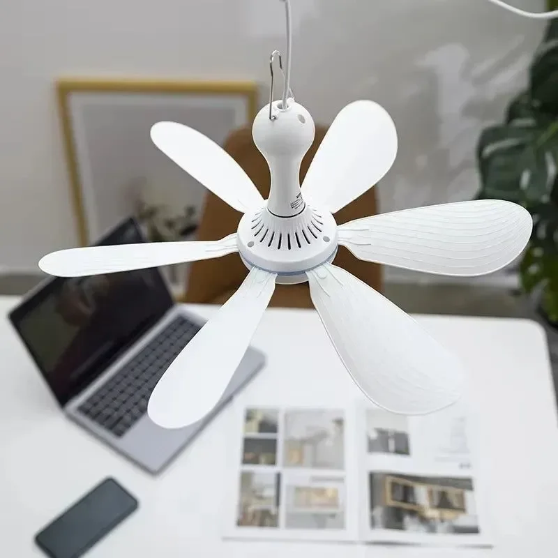 Genuine USB-Powered 6-Blade Ceiling Fan with Remote – Silent Hanging Fan for Camping Bedrooms Sophisticated