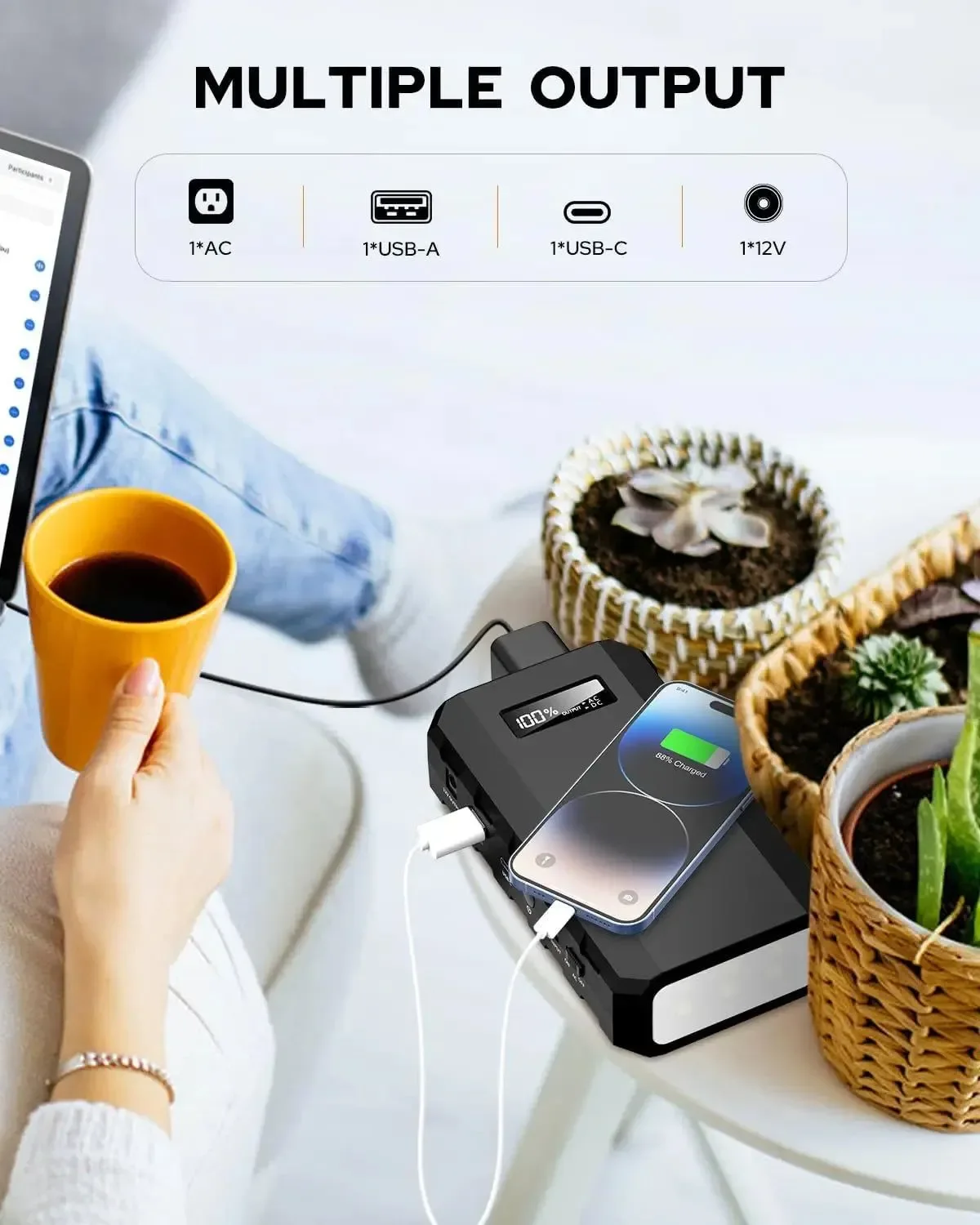 Trendy 65W Portable Power Station with AC Outlet – 88.8Wh 24000mAh Solar Generator for Camping Travel Fashionable