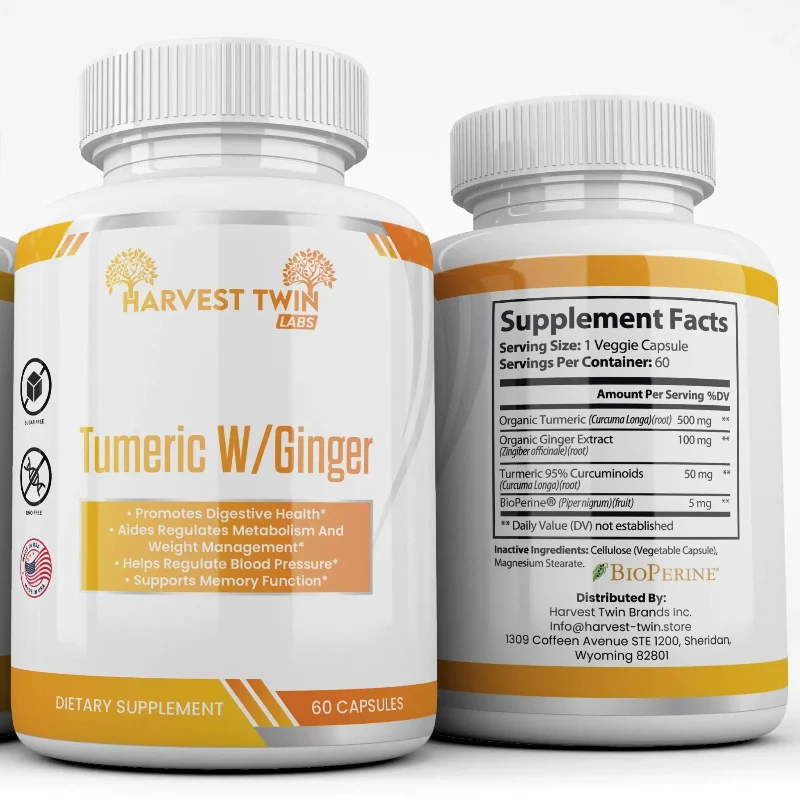 Specialty Harvest Twin Labs Turmeric W Ginger Dietary Supplement – 60 Capsules Verified