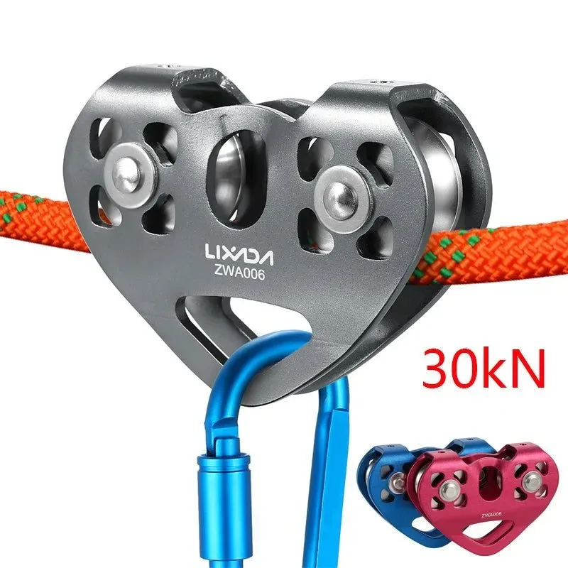 Effective 30kN Heavy-Duty Climbing Pulley – Aluminum Alloy Cable Trolley with Ball Bearing for Rock Ice Climbing Caving Rescue Operations Excellent