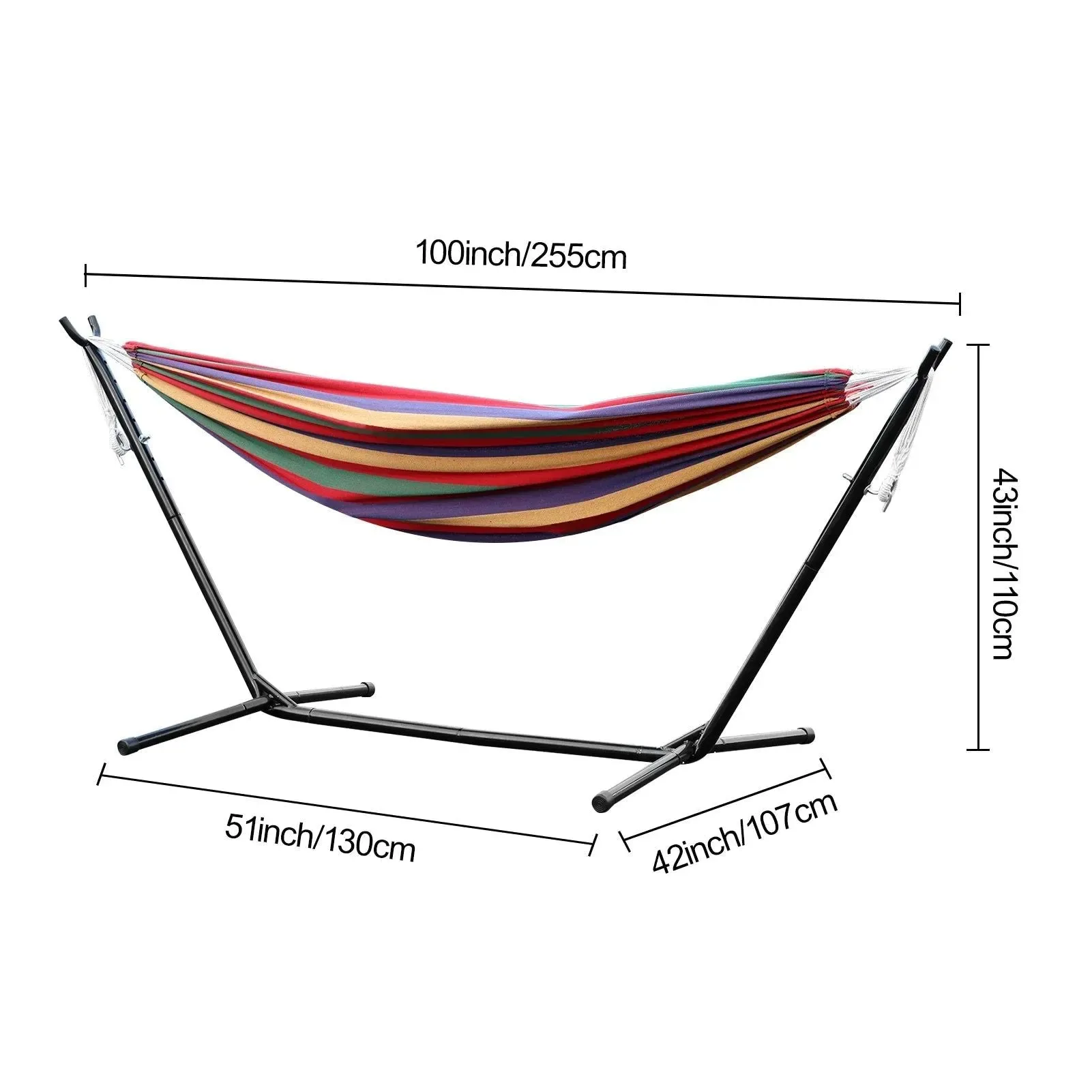 Exclusive Double Hammock Stand for 2-Person – Heavy-Duty Steel Frame with Carry Bag Indoor Outdoor Use Selected