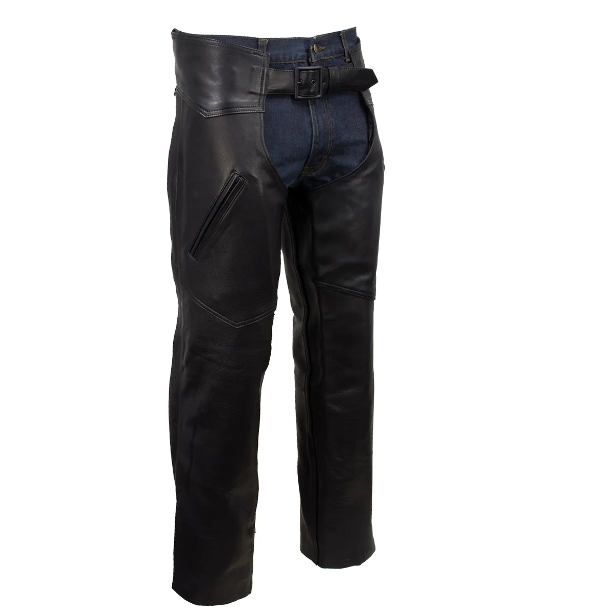 Practical Milwaukee Leather USA MADE MLCHM5001 Men’s Black Cloak Classic Premium Leather Motorcycle Chaps Fashionable