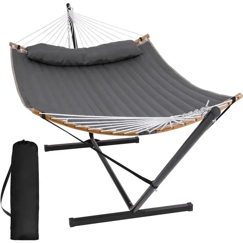 Official Double Hammock with Stand – Curved Bar Prevents Flipping Advanced