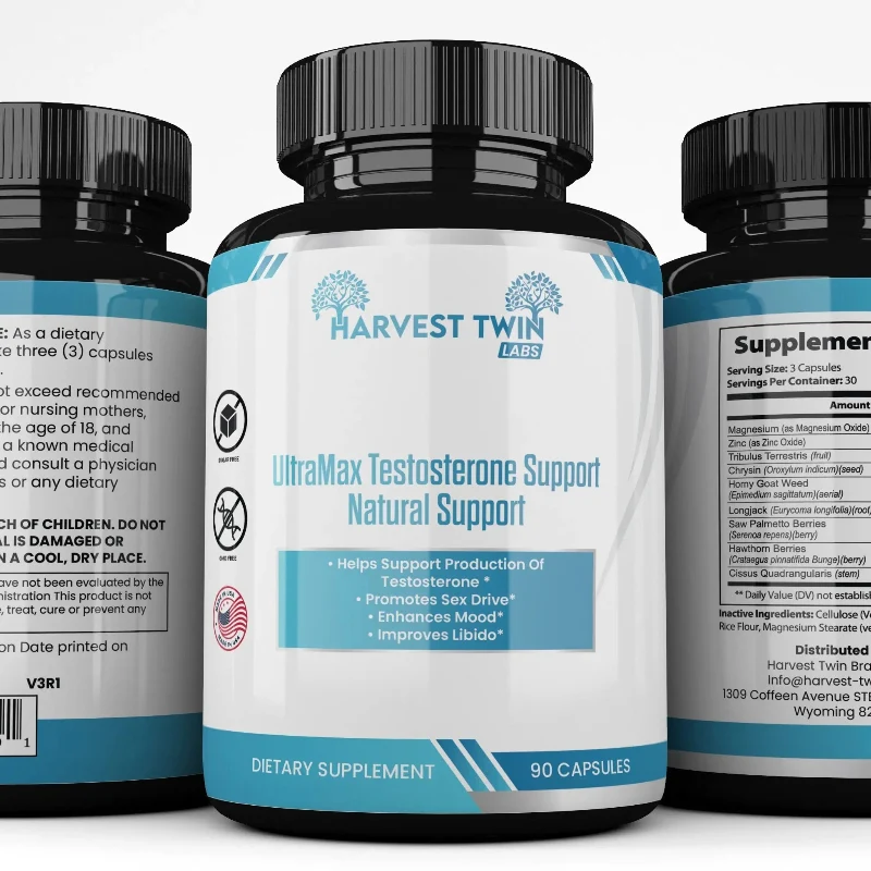 Smooth Harvest Twin UltraMax Testosterone Support Natural Support Dietary Supplement – 90 Capsules Superior