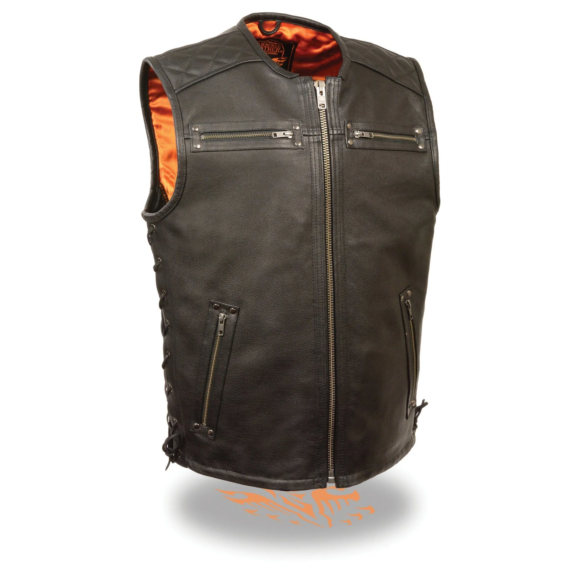 Top-Quality Milwaukee Leather MLM3551 Men’s Black Zipper Front Full Side Lace Leather Vest Original Design