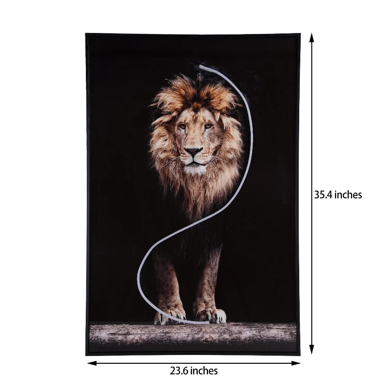 Carefully Designed LED Lion Wall Art Light Panel Decorative Frame High-Quality