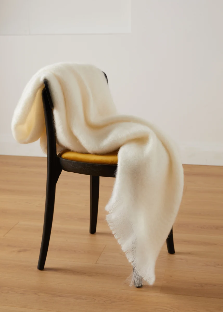 Lightweight Foxford Off-White Mohair Throw Modern