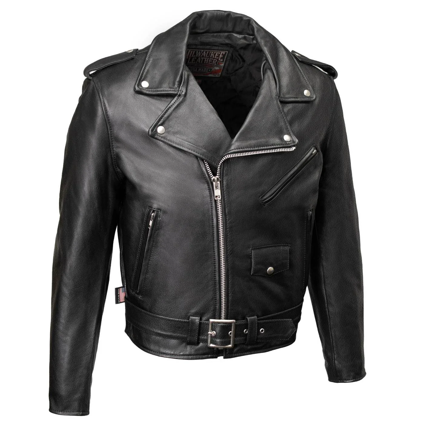 Selected Milwaukee Leather USA MADE MLJKM5009 Men’s Black The Dean Premium Leather Throwback Motorcycle Jacket Stylish