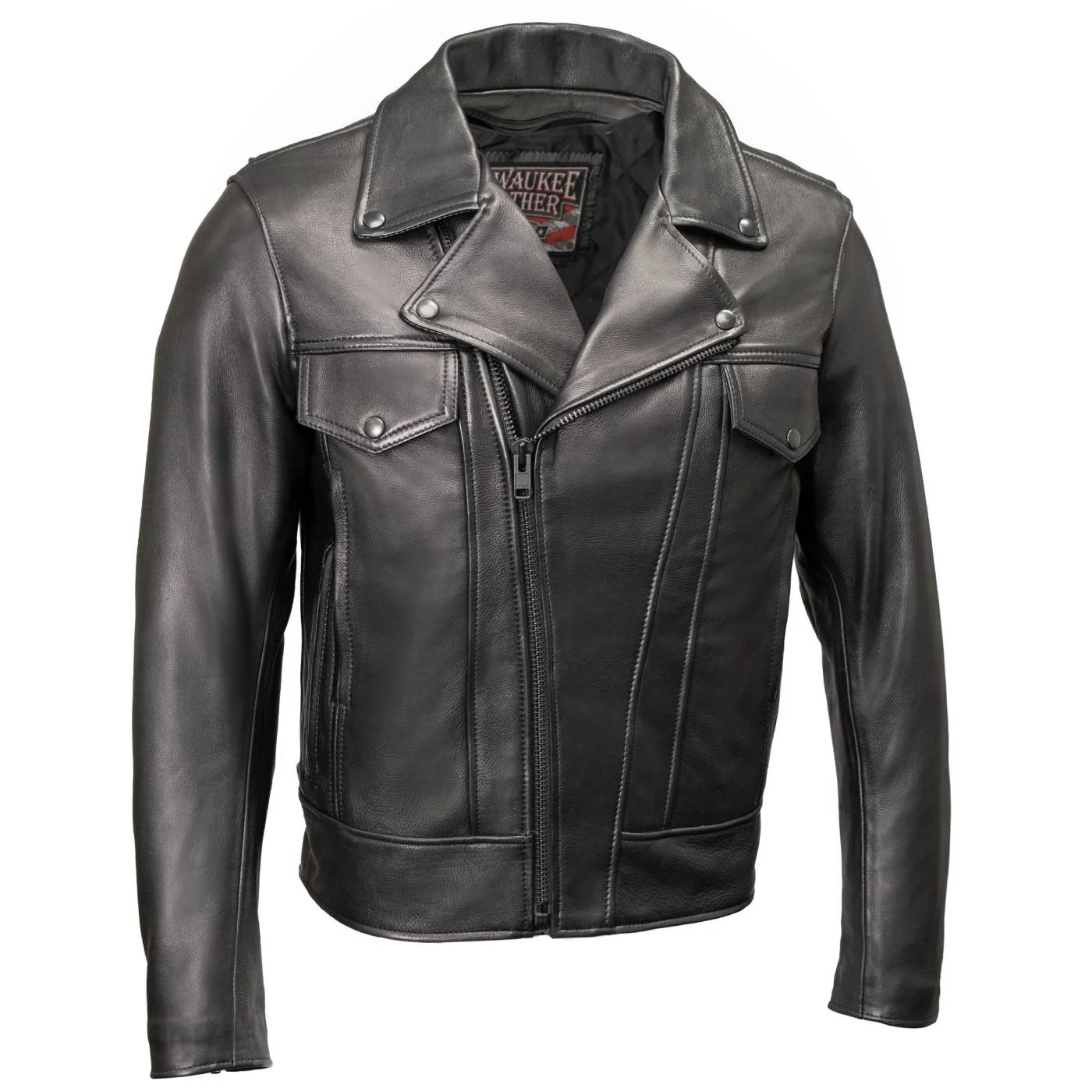 Professional Milwaukee Leather USA MADE MLJKM5008 Men’s Black Revolve Premium Leather Vented Motorcycle Jacket Detailed