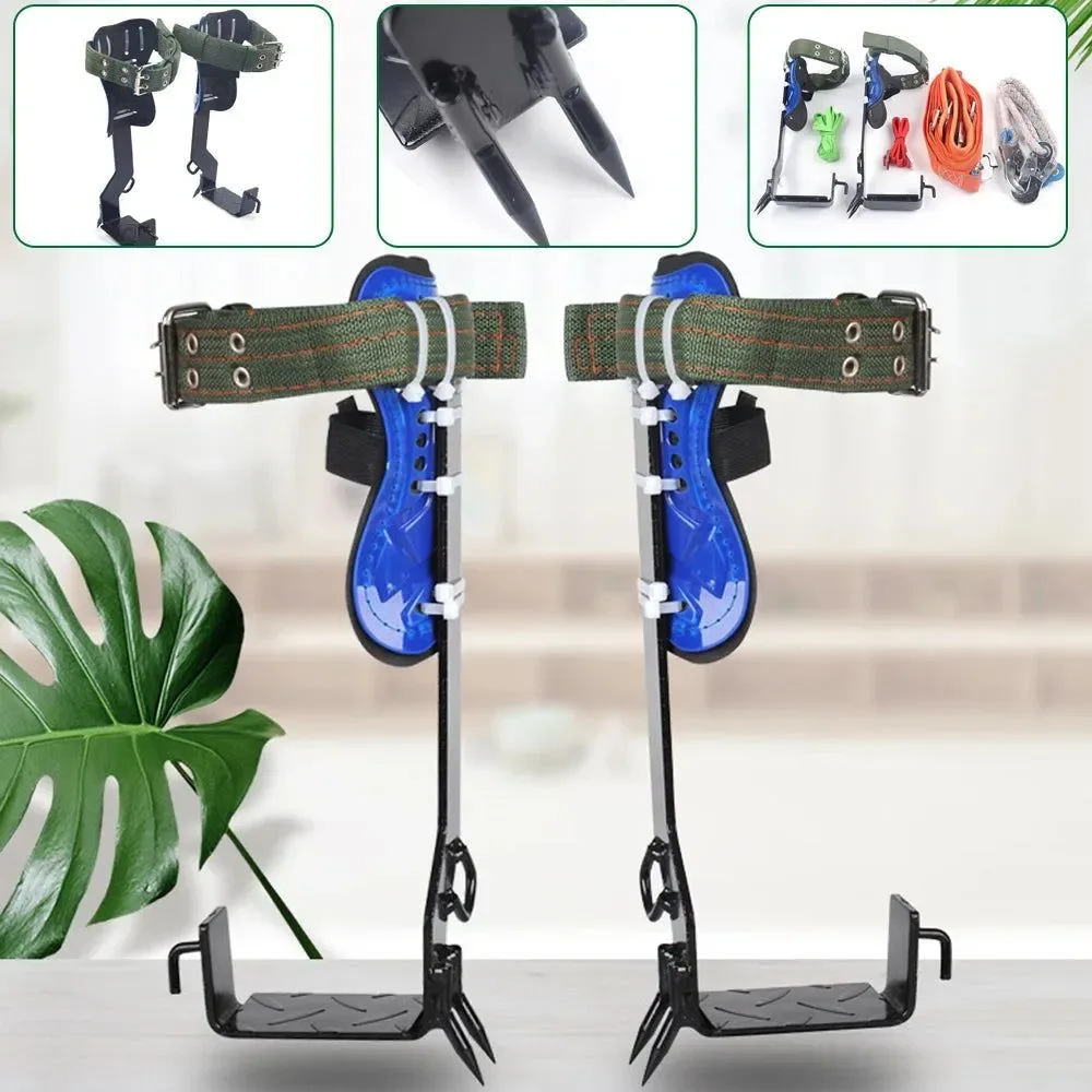 Genuine Professional Tree Climbing Kit – Steel Spikes Safety Harness Rope Set 100kg Capacity Clean