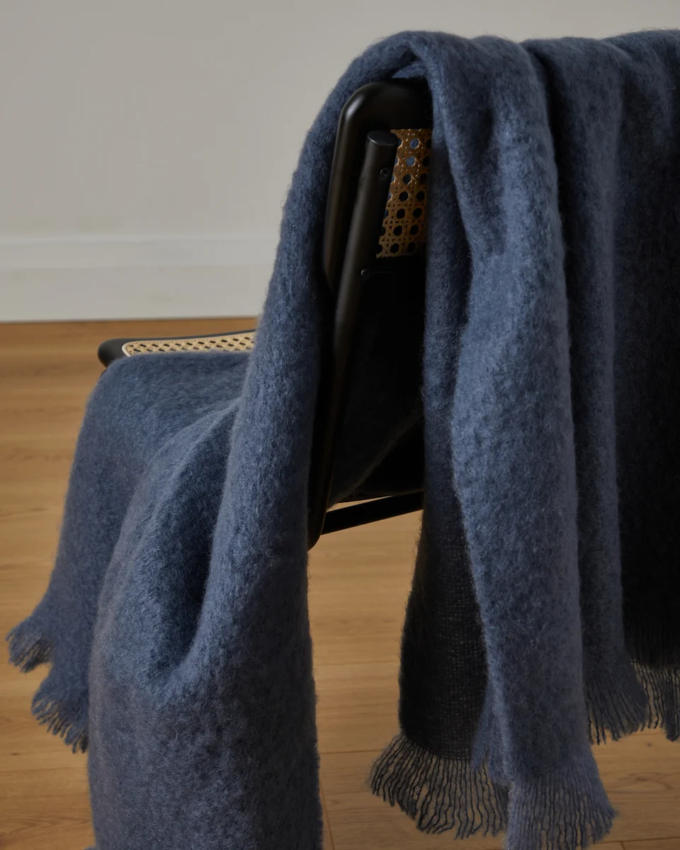 Trendy Foxford Hague Blue Mohair Throw Quality