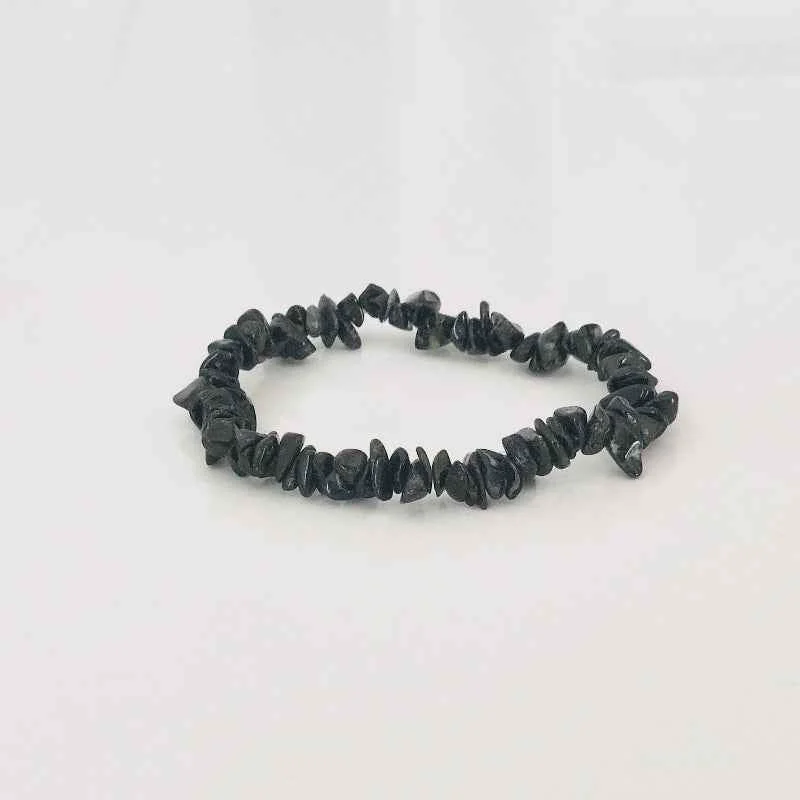 Secure Black Stone Beaded Bracelet Adjustable Stretch Design Practical