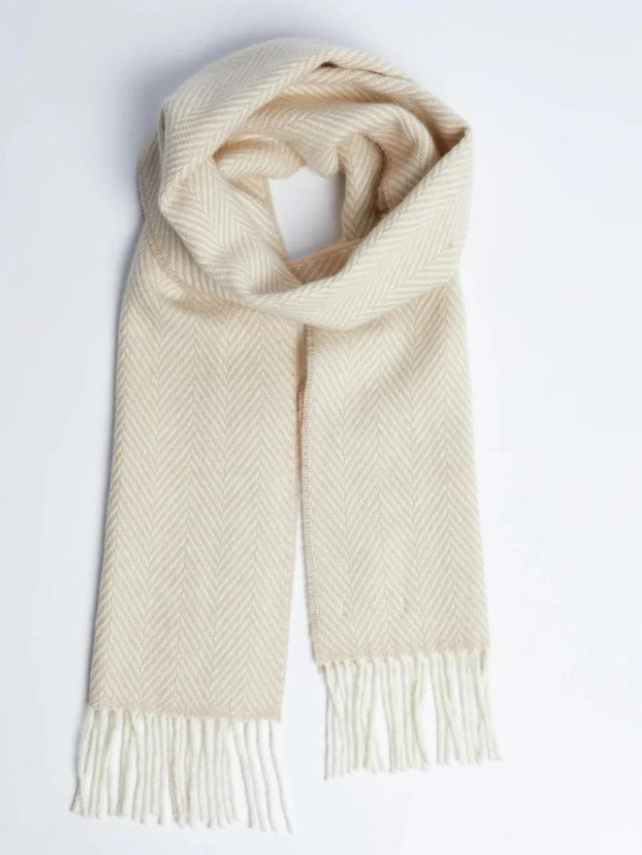 Exclusive Foxford Bone Herringbone Cashmere Blend Scarf Clean