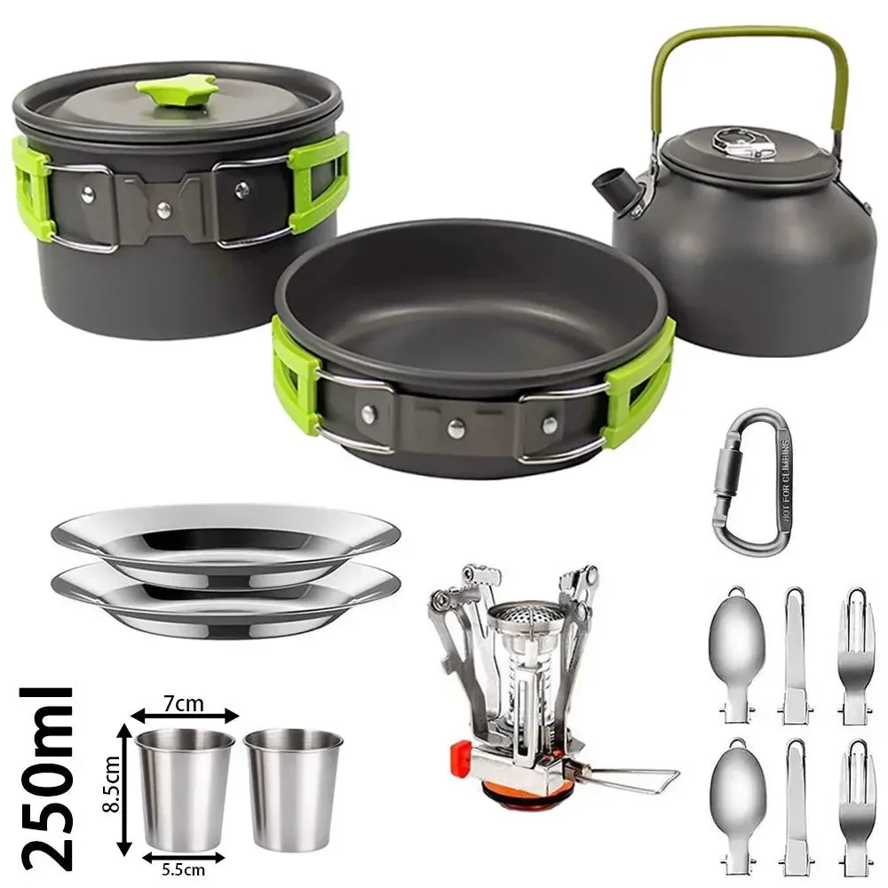 Innovative Portable Aluminum Camping Cookware Set for 1-3 People – Lightweight Durable Elegant