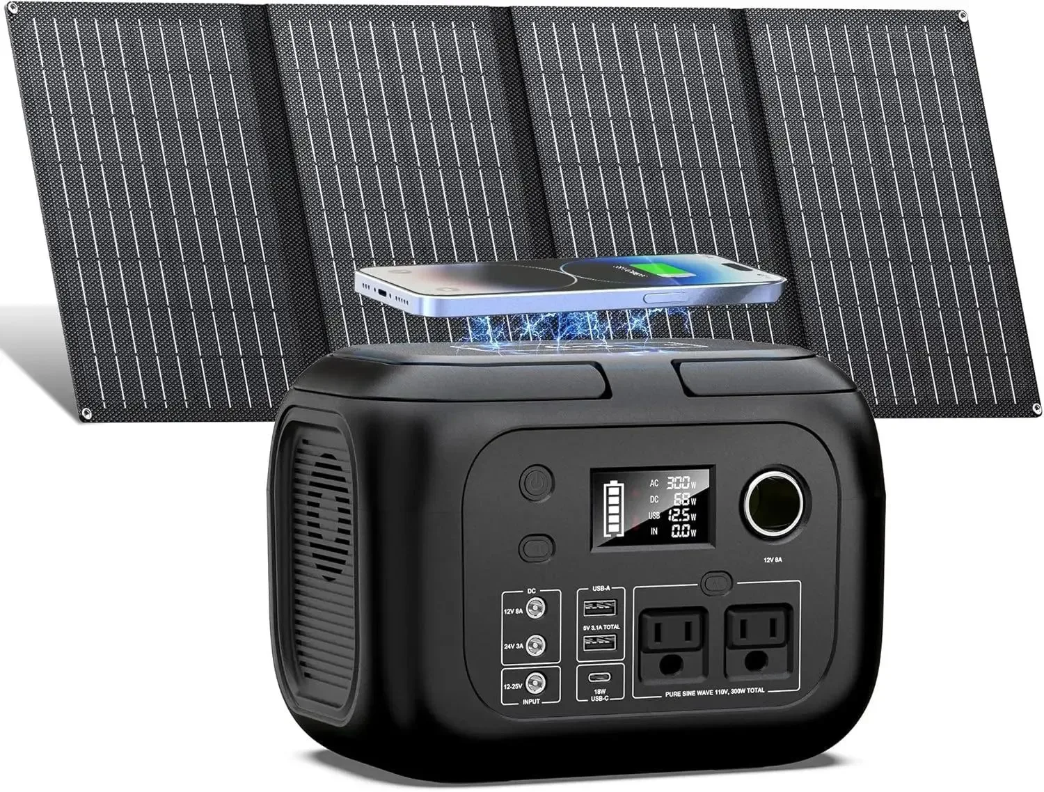 Selected 300W Portable Power Station with 40W Solar Panel for Camping Backup Casual