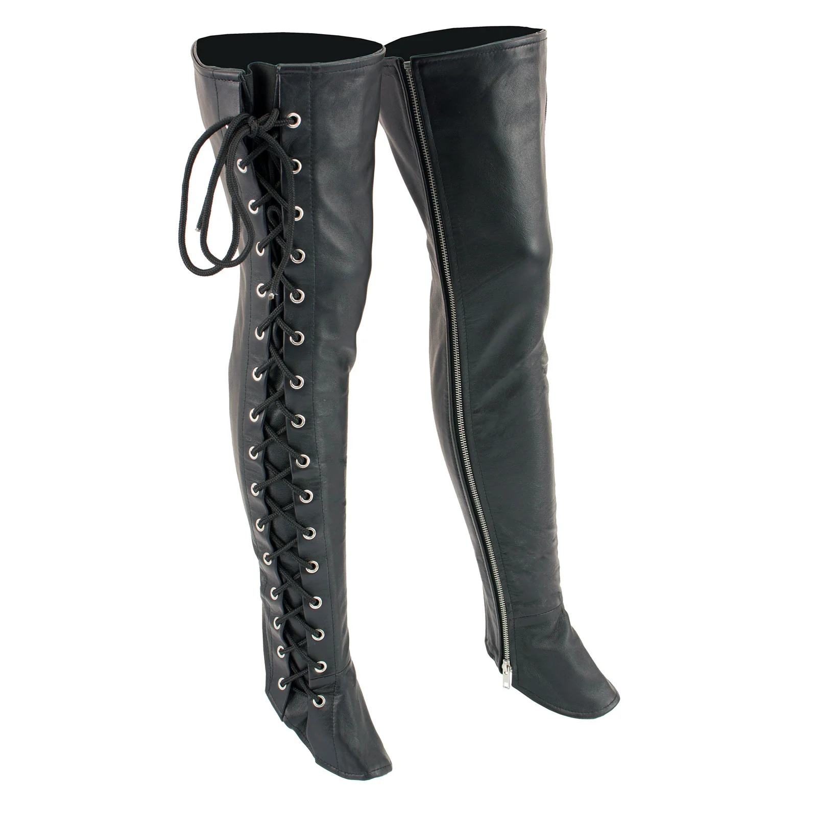 Solid Milwaukee Leather LKL6760 Women’s Black Thigh High Leather Side Lace Leggings Secure