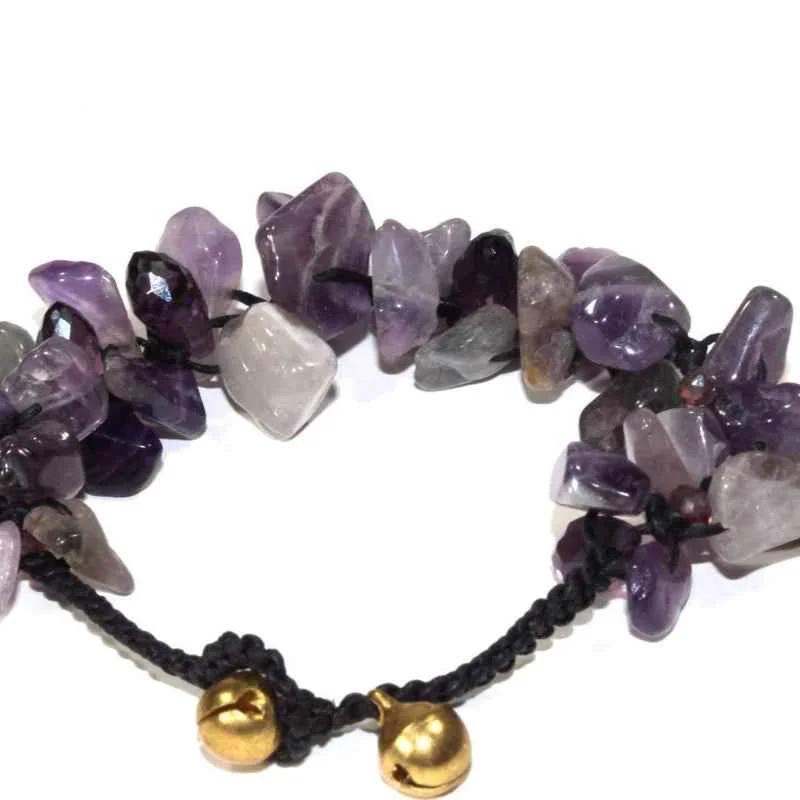Effective Purple Crystal Stone Beaded Adjustable Bracelet Comfortable