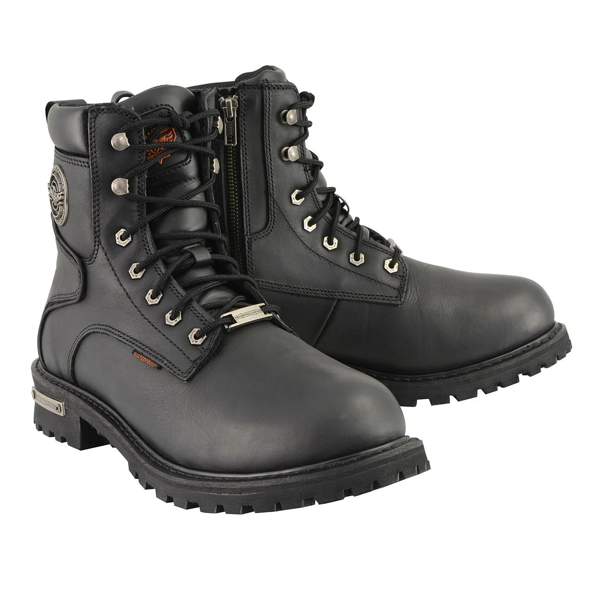 Convenient Milwaukee Leather Men’s Black Leather Wide Width 6-Inch Lace-Up Logger Waterproof Motorcycle Boots MBM9096WP Reusable