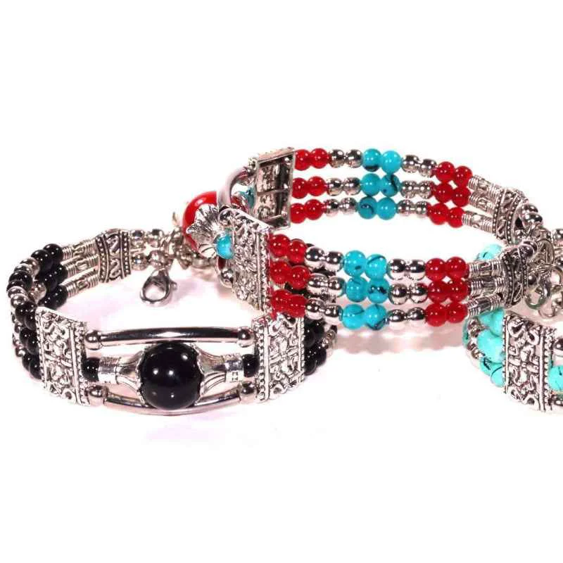 Easy-to-Use Multicolor Beaded Bracelets with Silver Accents High-Grade