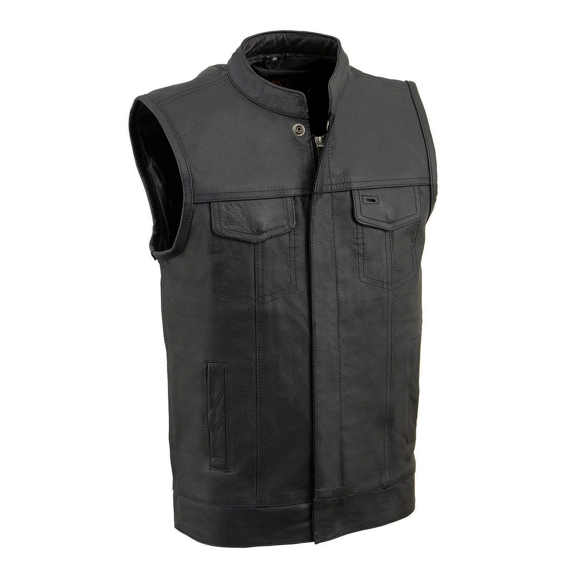 Certified Milwaukee Leather LKY3850 Youth Size Black Leather Open Neck Club Style Motorcycle Riders Vest Official