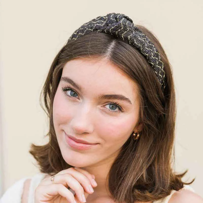 Premium Lurex Basketwoven Top Knot Headband Relaxed