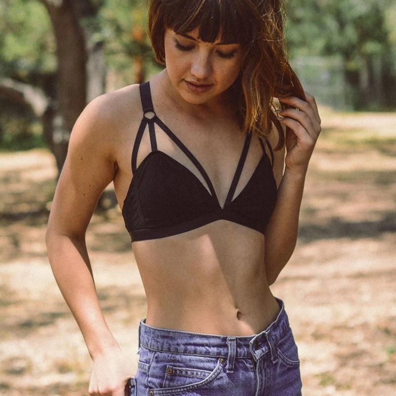 Convenient Women Cross Back Strap Bralette Halter Crop Top Advanced