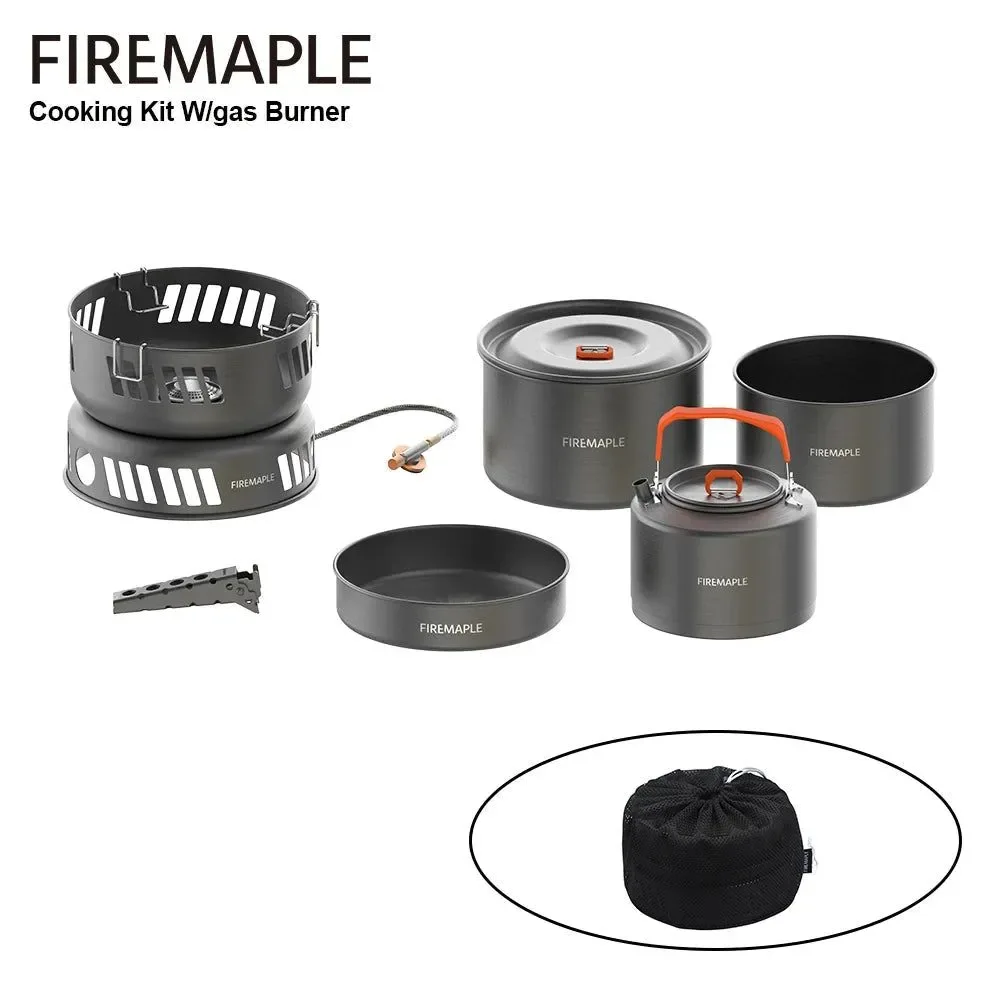 Contemporary Ultralight Camping Cookware Set with Gas Burner – 5 Person Aluminum Alloy Pot System for Hiking Backpacking Picnics Carefully Designed