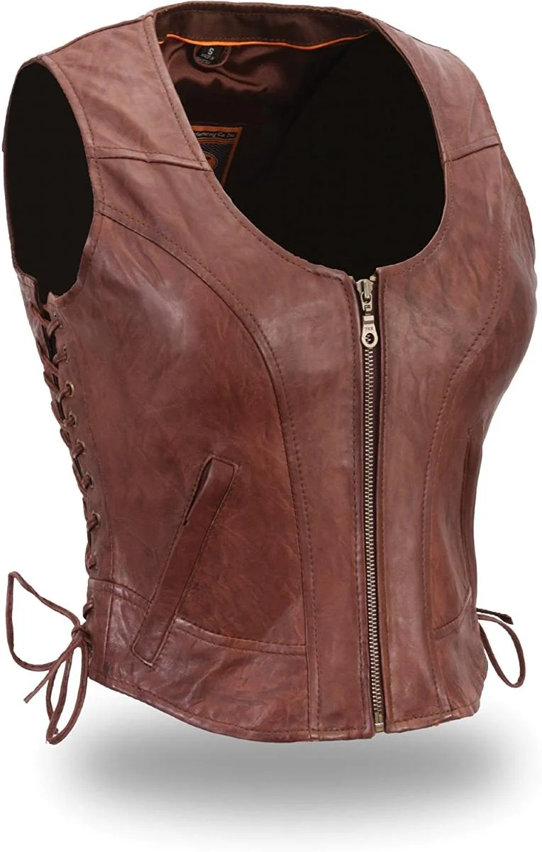 Reusable First Manufacturing FIL542SVT Women’s Brown Clean Side-Laced Vest Exclusive