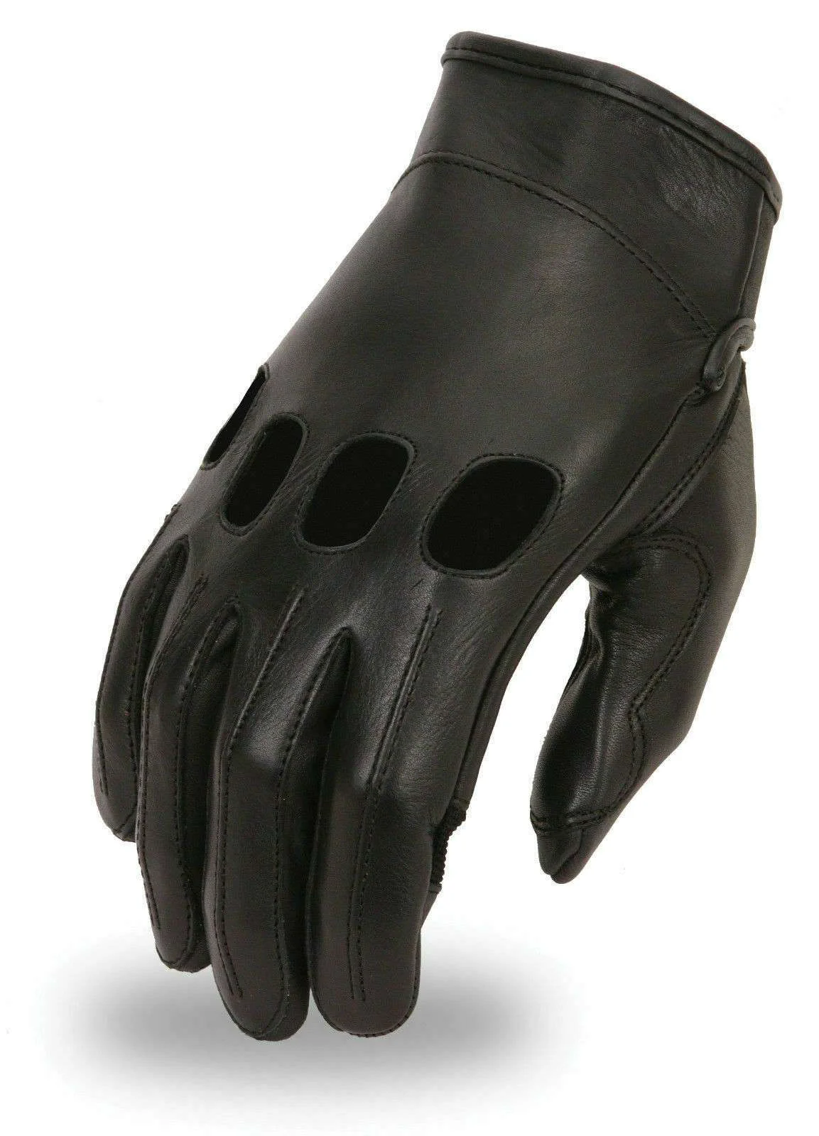 Expertly Made First Manufacturing FI141GEL Men s Black Leather Driving Gloves with Gel Palm Functional