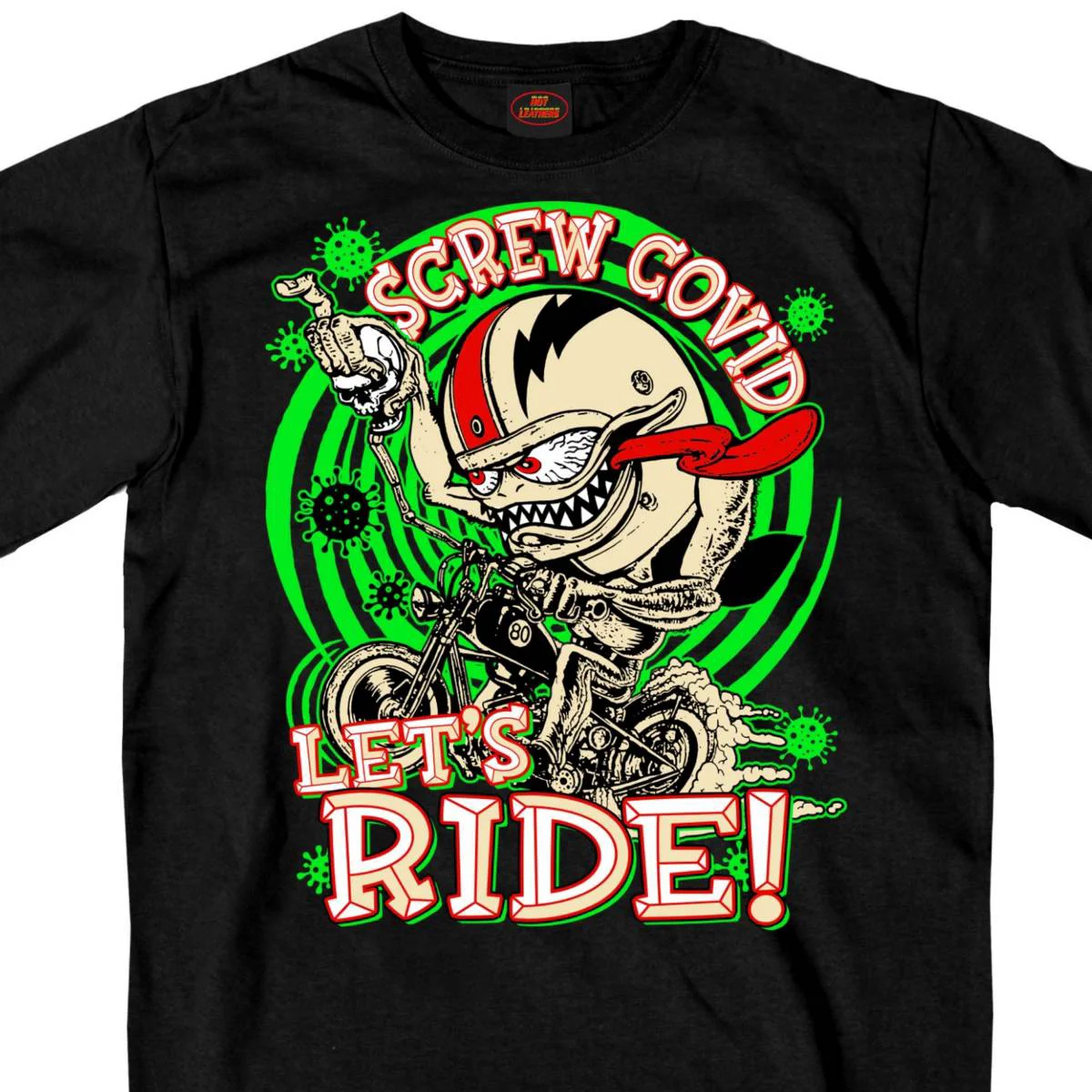 Top-Quality Hot Leathers GMS1474 Men s Screw Covid Lets Ride Coronavirus Motorcycle Black T-Shirt Powerful
